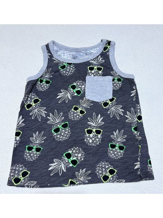 OshKosh B'gosh Other - OshKosh B'gosh Boys Pineapple Print Tank Top Gray Green Pocket Size 4/5